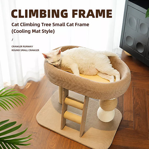Two-Level Cat Tree with Oval Hideaway and Sisal Scratching Surface