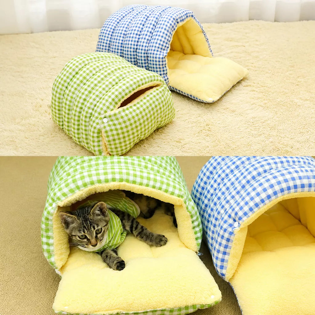 Enclosed Pet Bed for Cats and Small Dogs with Open Entry