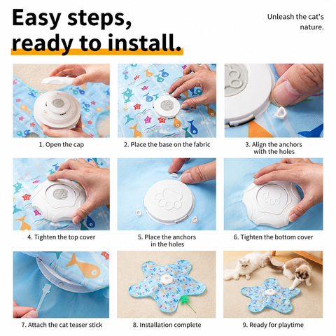 Interactive Rechargeable Cat Toy with Hideaway Cover