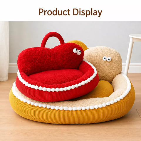 Washable Semi-Enclosed Pet Bed for Cats and Small Dogs