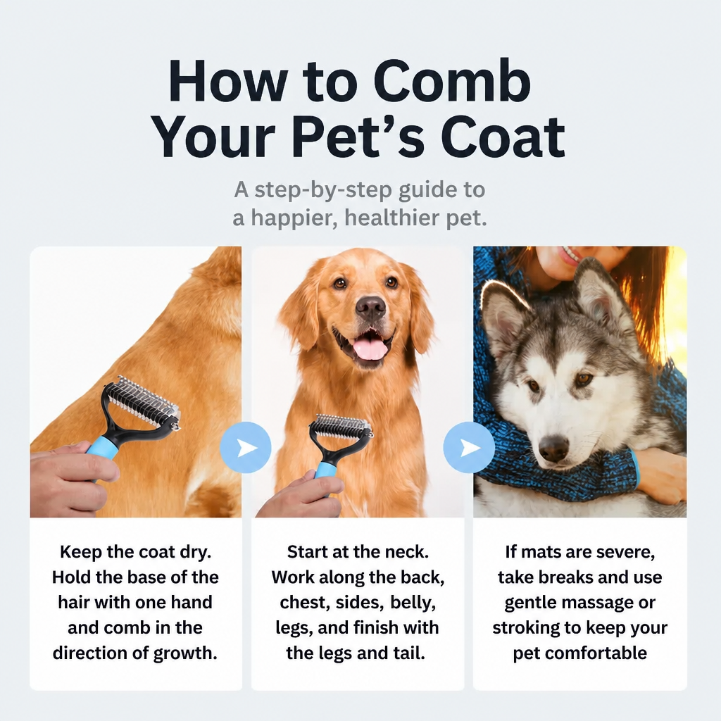 Double-Sided Dematting Comb for Cats & Dogs