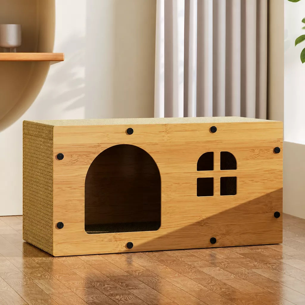 Spacious Corrugated Cardboard Cat Scratcher House