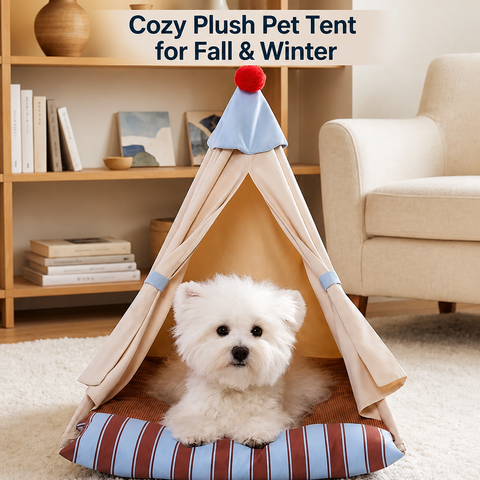 Semi-Enclosed Pet Tent Bed for Cats and Dogs