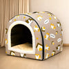 Semi-Enclosed Waterproof Pet Bed with Washable Cover