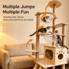 Wooden Cat Tree with Scratching Post and Enclosed Cat House