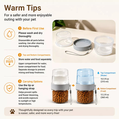 2-in-1 Portable Dog Water Bottle & Treat Container