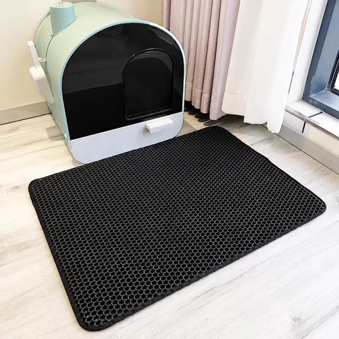 Double-Layer Cat Litter Mat for Cleaner Litter Box Areas