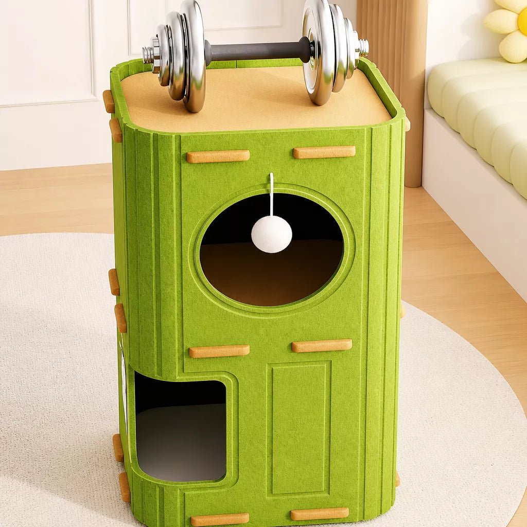 Multi-Level Cat Tree with Enclosed Hideaway & Scratching Boards