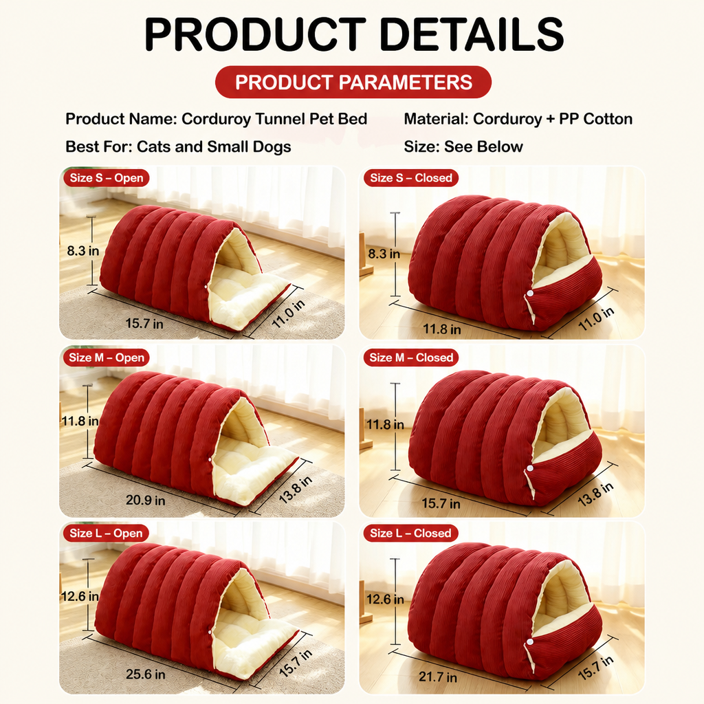 Semi-Enclosed EPE Foam Pet Bed for Cats & Dogs