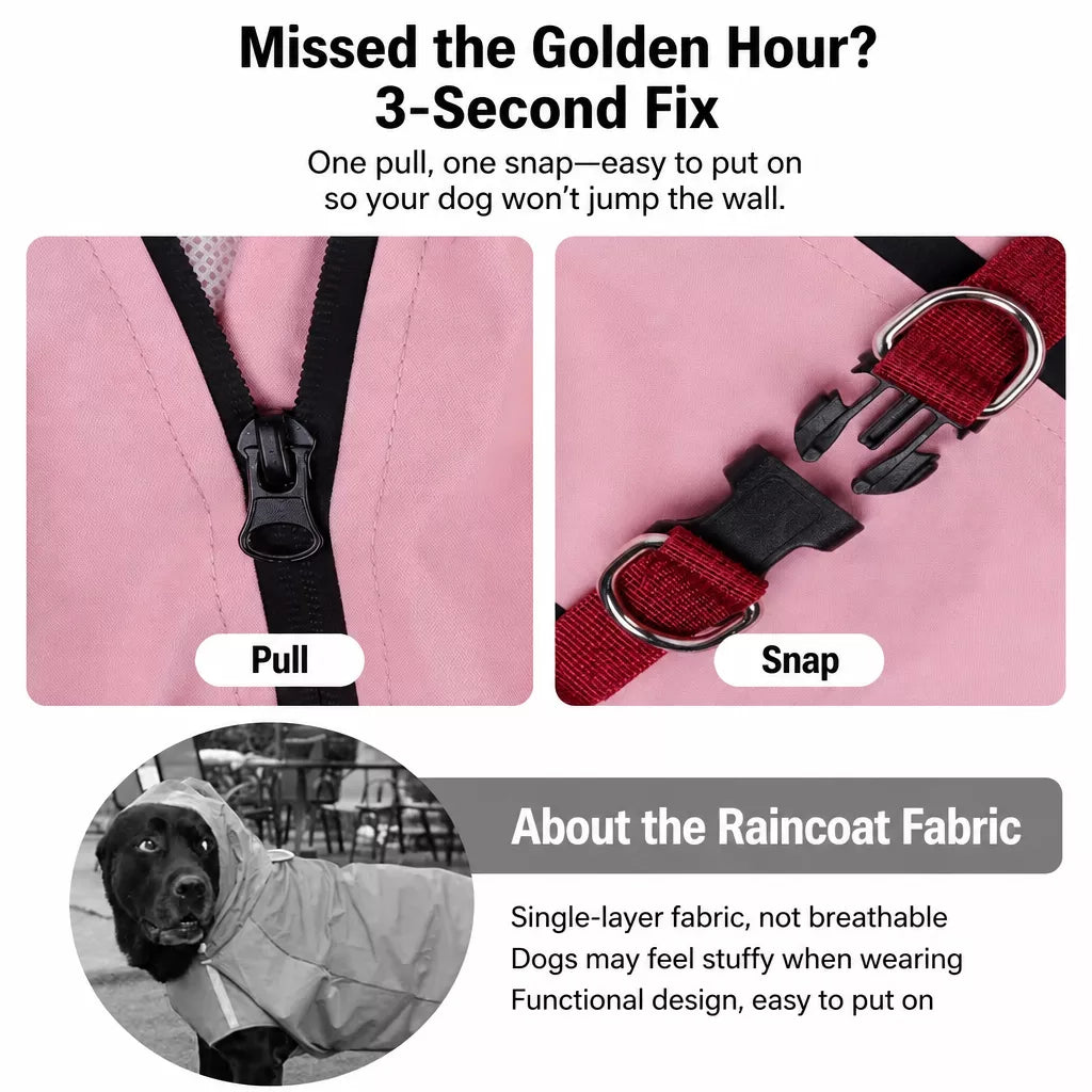 Hooded Four-Leg Dog Raincoat for Rainy Walks