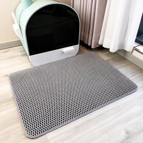 Double-Layer Cat Litter Mat for Cleaner Litter Box Areas