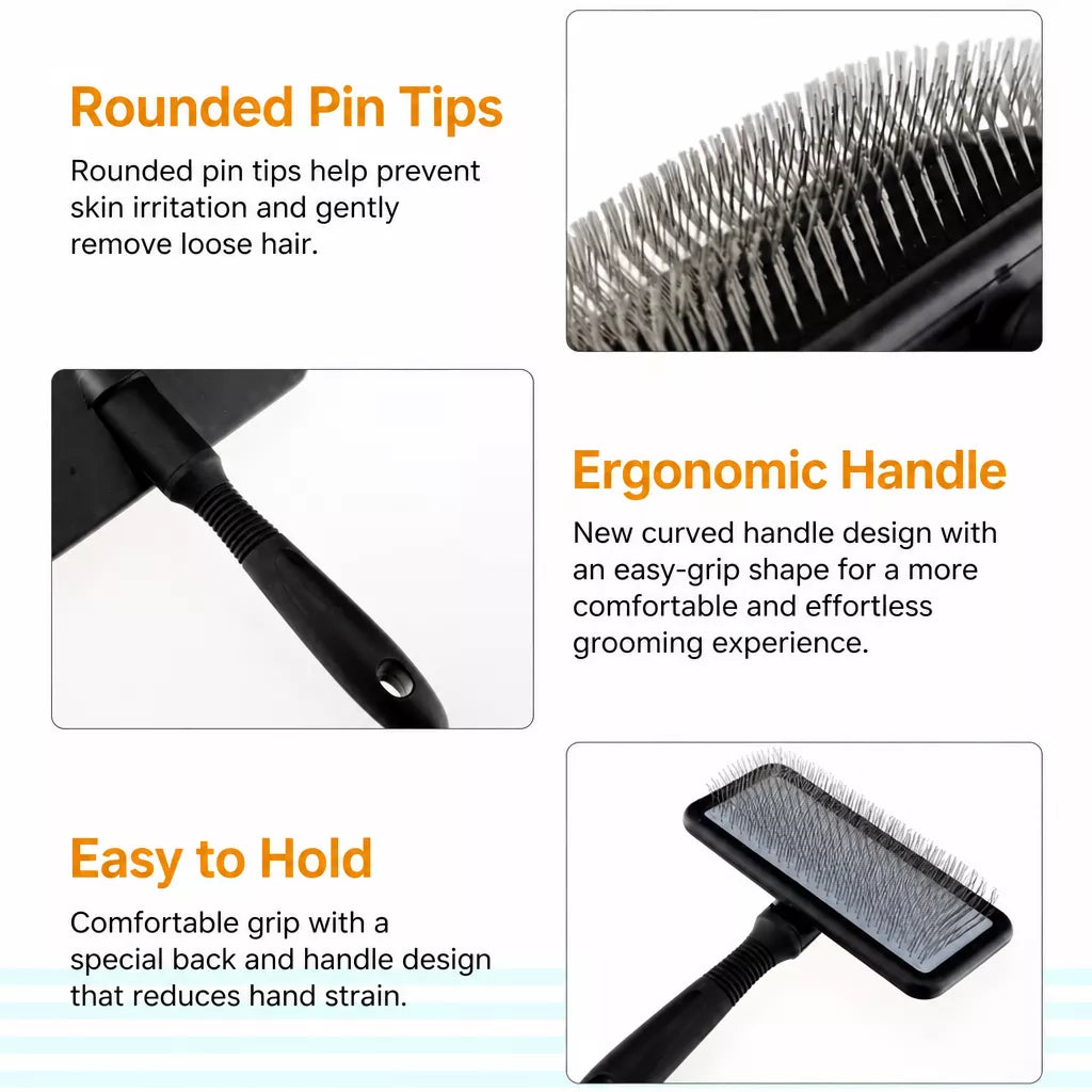 Dog & Cat Grooming Pin Brush for Loose Fur & Tangles