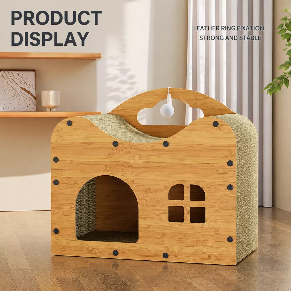 Spacious Corrugated Cardboard Cat Scratcher House