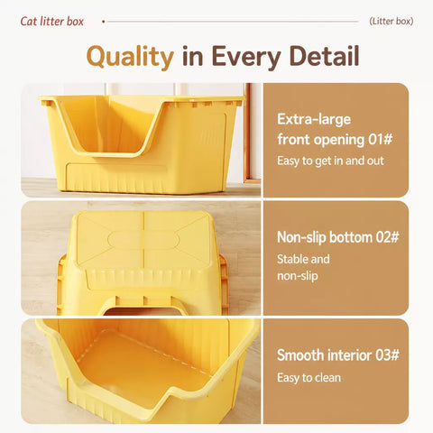 Jumbo Plastic Cat Litter Box with High Sides p-05679