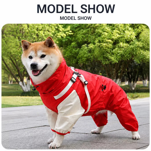 Hooded Four-Leg Dog Raincoat for Rainy Walks