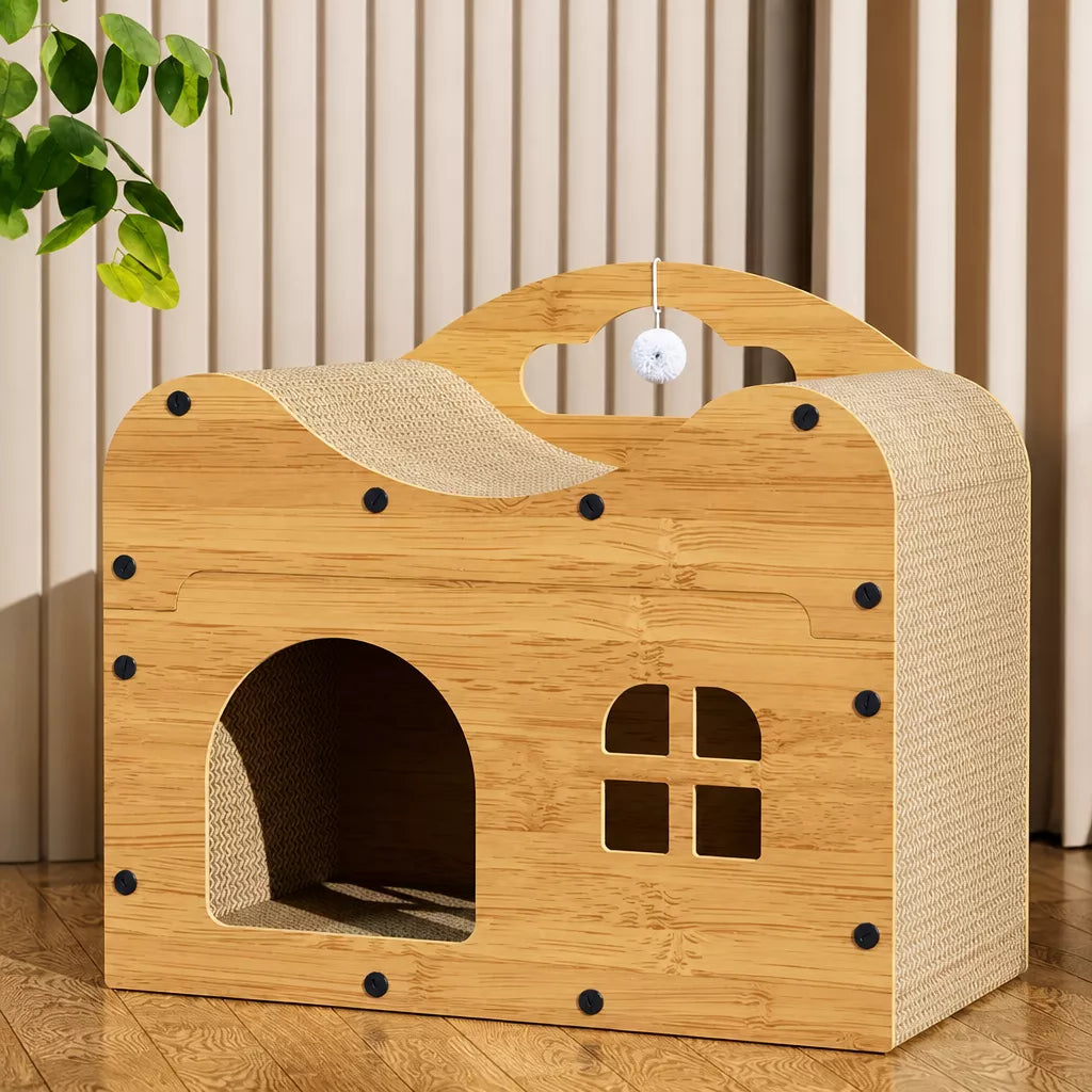 Spacious Corrugated Cardboard Cat Scratcher House
