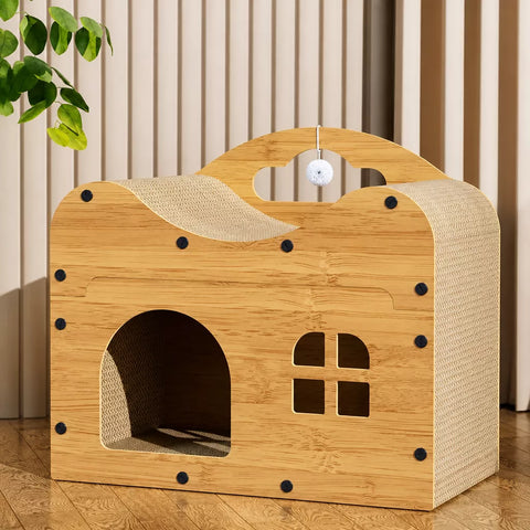 Spacious Corrugated Cardboard Cat Scratcher House