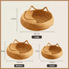Handwoven Rattan Cat Bed for Cats & Small Dogs