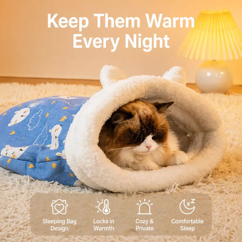 Covered Pet Tent Bed with Tunnel Opening p-05968