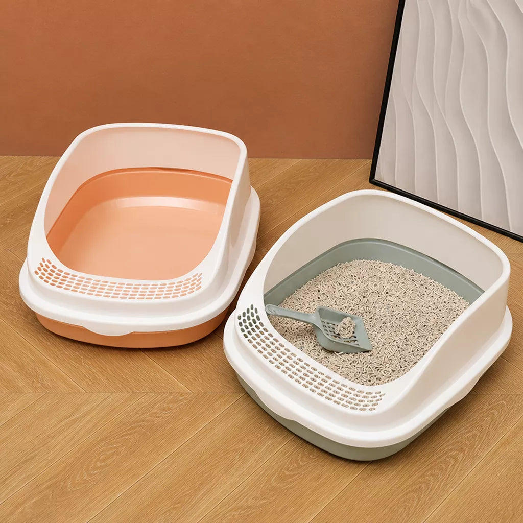 Semi-Enclosed Cat Litter Box with High Sides p-05678
