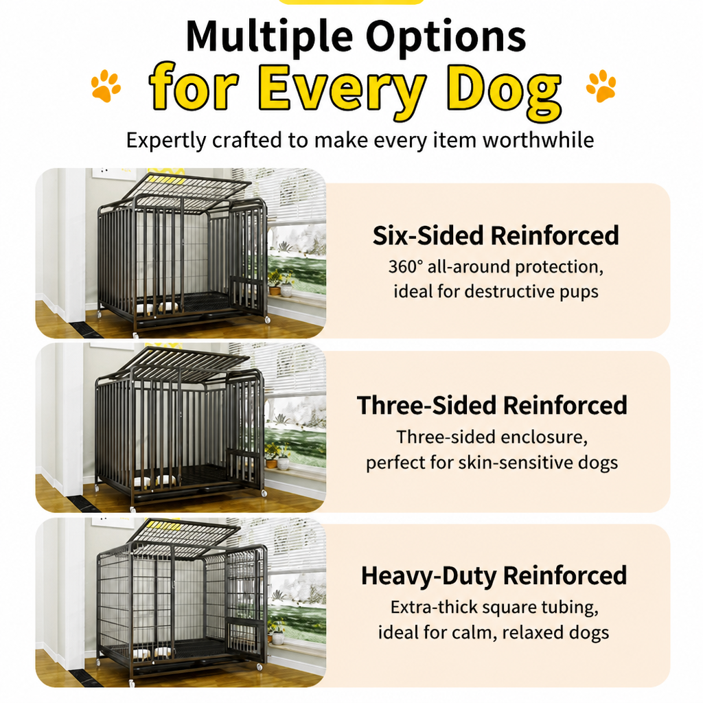Reinforced Metal Dog Crate with Integrated Toilet Area