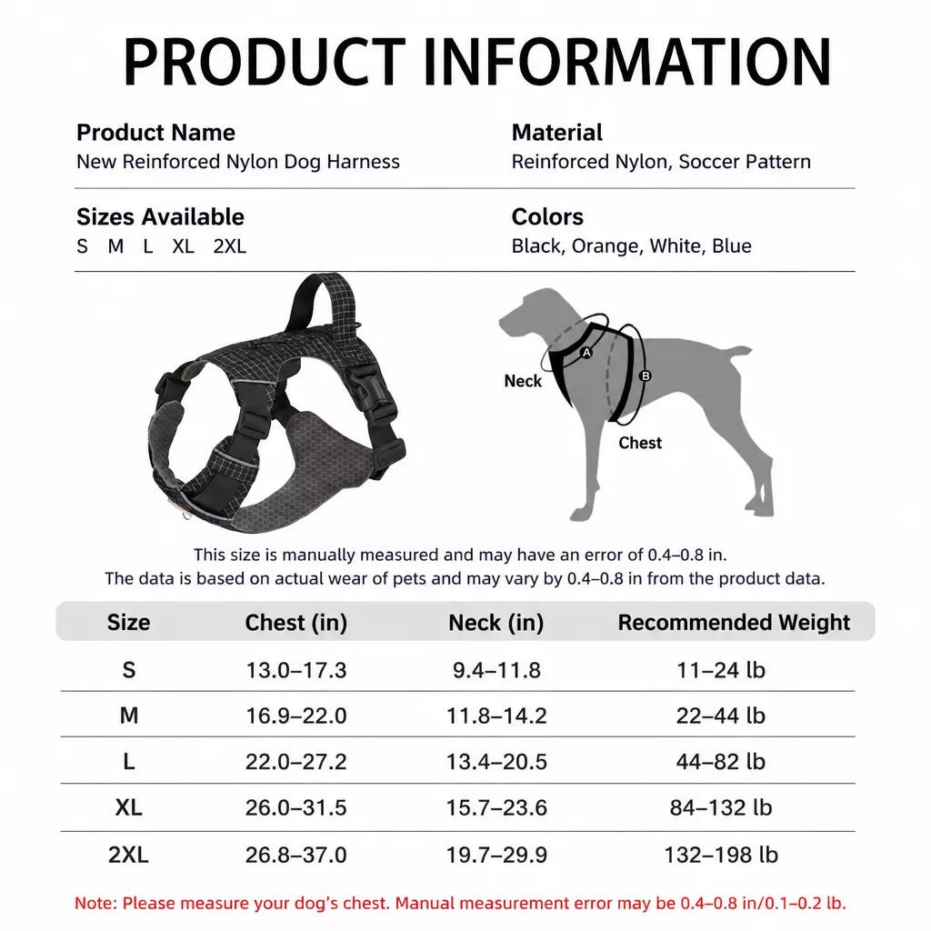 Adjustable Nylon Vest-Style Dog Harness with Matching Leash