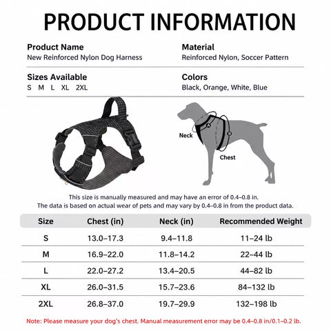 Adjustable Nylon Vest-Style Dog Harness with Matching Leash