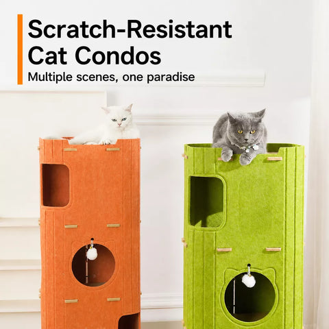 Multi-Level Cat Tree with Enclosed Hideaway and Scratching Board