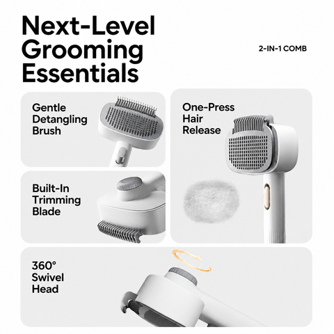 2-in-1 Deshedding & Detangling Comb for Cats and Dogs