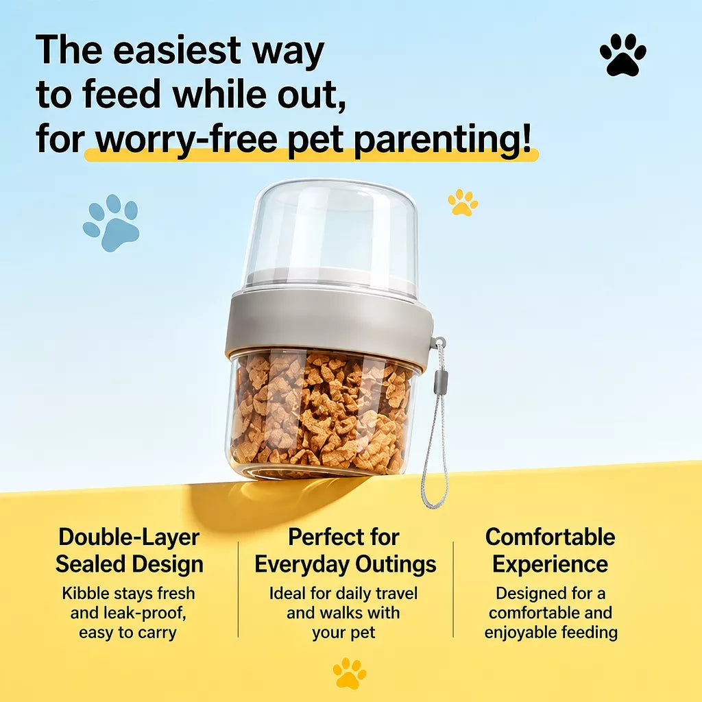 2-in-1 Portable Dog Water Bottle & Treat Container