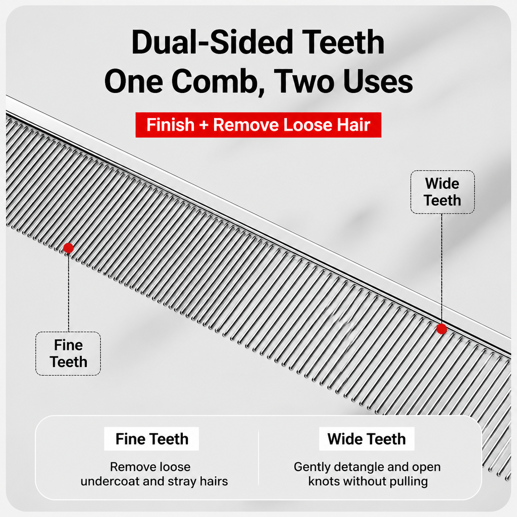 Stainless Steel Dual-Tooth Grooming Comb for Cats & Dogs