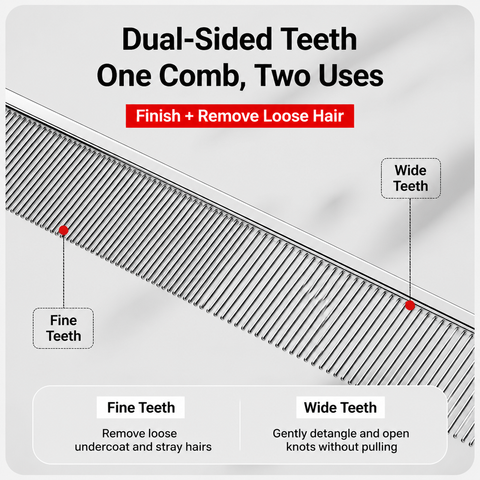Stainless Steel Dual-Tooth Grooming Comb for Cats & Dogs