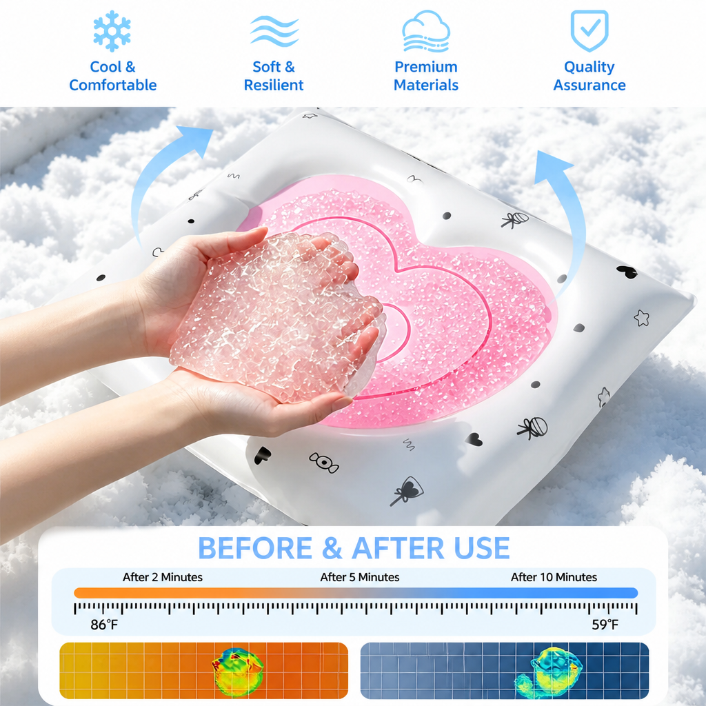 Heart-Patterned Gel Pet Mat for Dogs & Cats