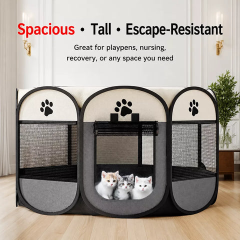 Foldable Enclosed Patchwork Pet Bed for Cats & Dogs