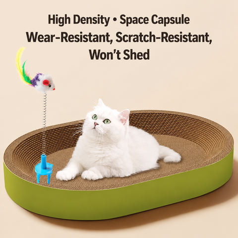 Corrugated Cardboard Cat Scratcher with Built-In Lounge
