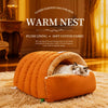 Semi-Enclosed Faux Fur Pet Bed for Small Dogs and Cats
