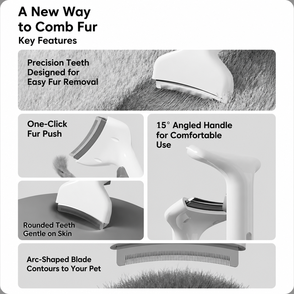 Curved-Tooth Thinning Comb for Cats & Dogs