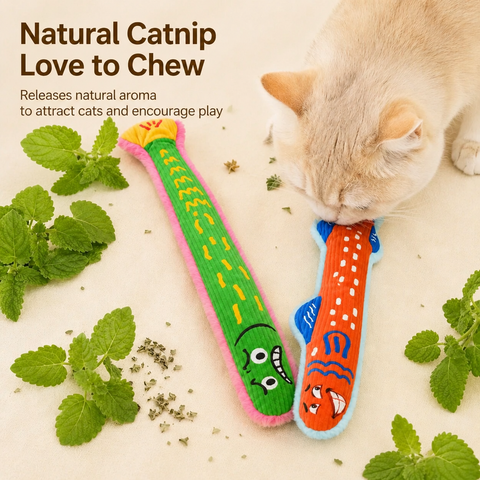 Fish-Shaped Crinkle Cat Toy for Indoor Play