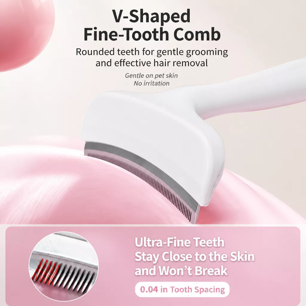 Angled Deshedding Comb for Dogs & Cats, Short and Long Coats