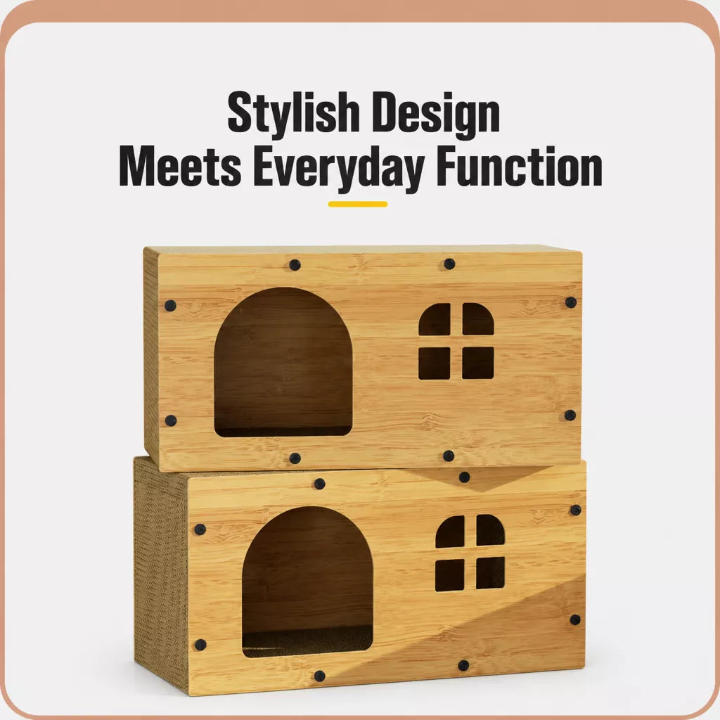 Spacious Corrugated Cardboard Cat Scratcher House