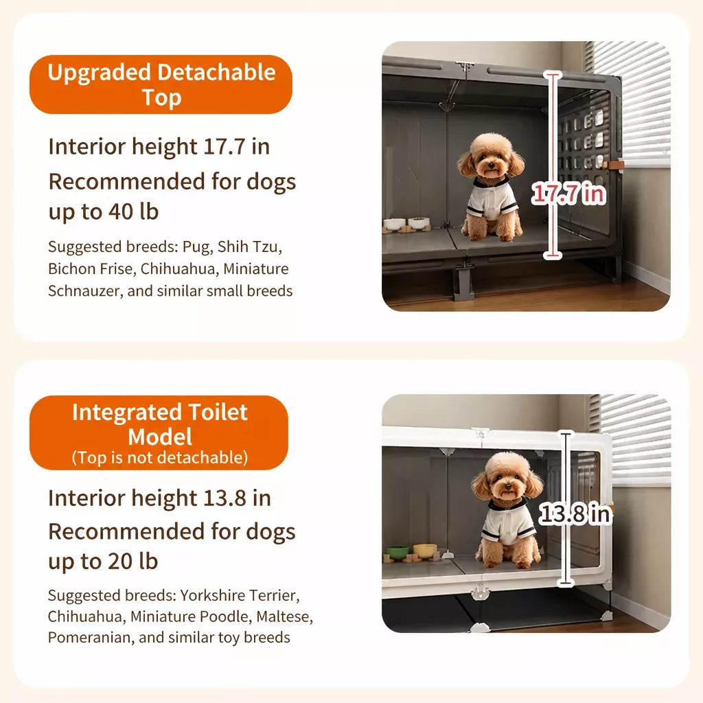 Small Dog Crate with Separate Resting and Toilet Area