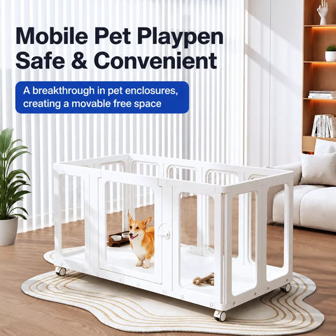 Movable Indoor Playpen with Door for Small Dogs