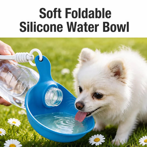 Portable Foldable Dog Water Bottle with Silicone Bowl