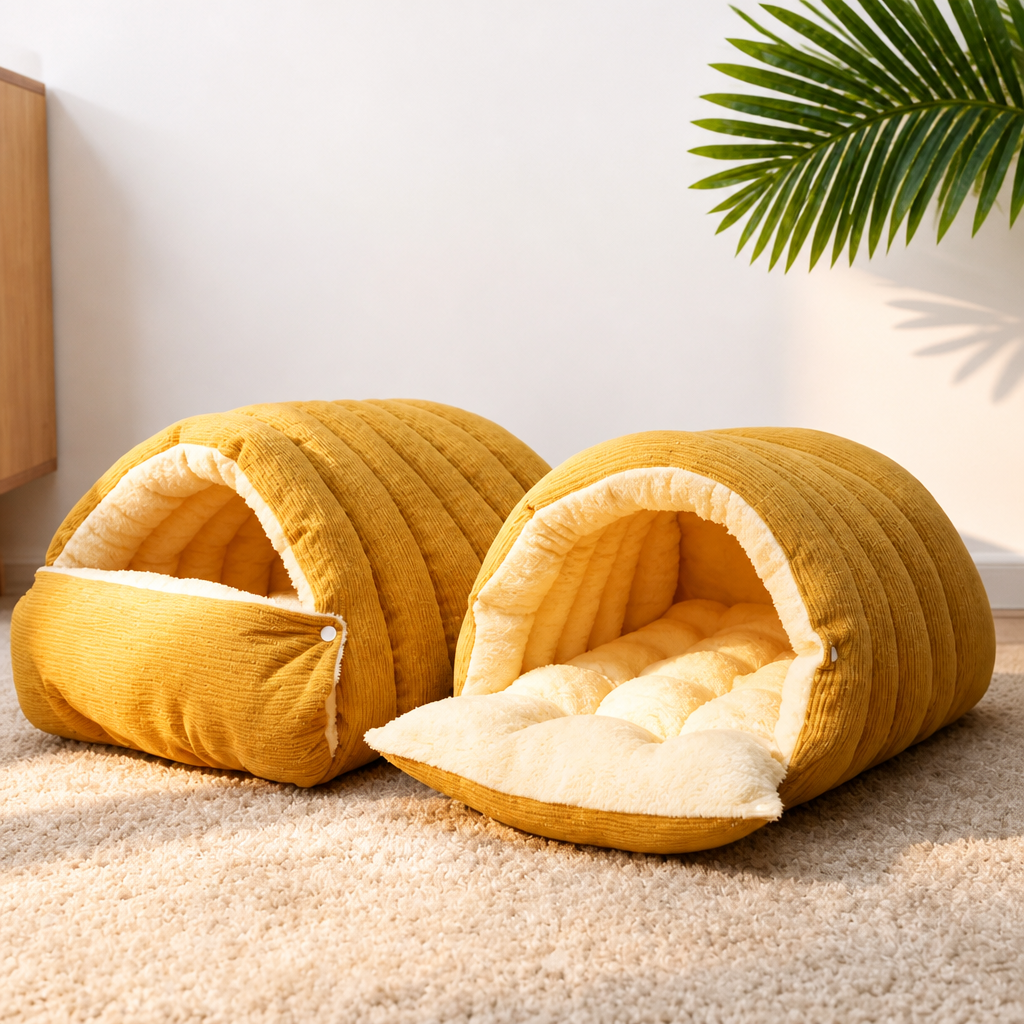 Semi-Enclosed EPE Foam Pet Bed for Cats & Dogs