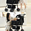 Foldable Pet Stroller with Detachable Carrier for Dogs & Cats