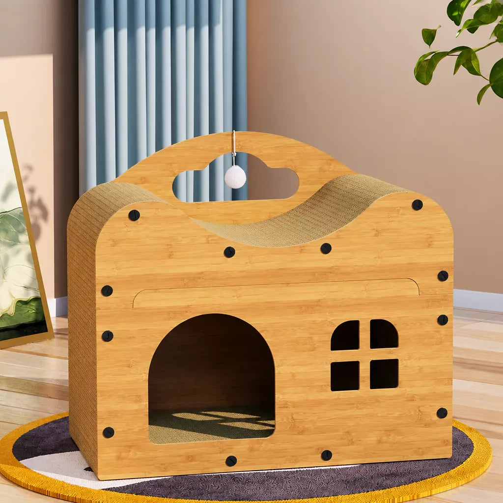 Spacious Corrugated Cardboard Cat Scratcher House