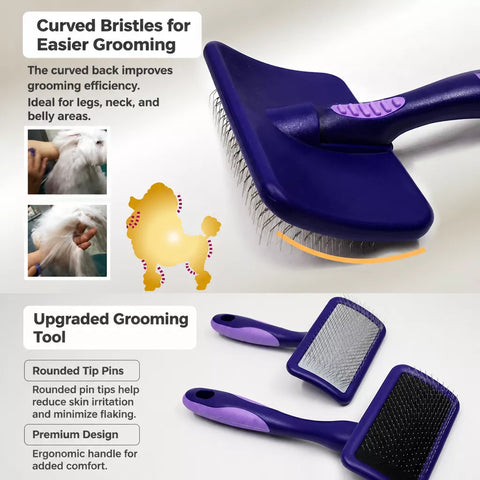 Dog & Cat Grooming Pin Brush for Loose Fur & Tangles