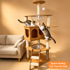 Wooden Cat Tree with Scratching Post and Enclosed Cat House
