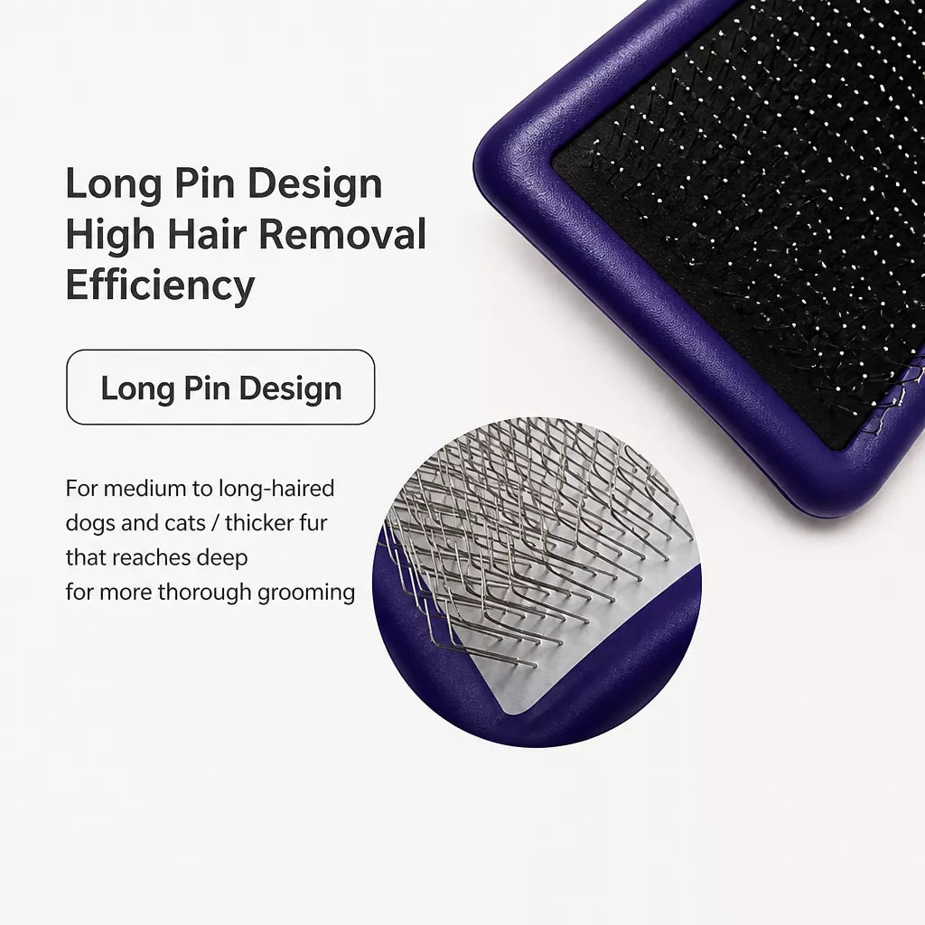 Dog & Cat Grooming Pin Brush for Loose Fur & Tangles