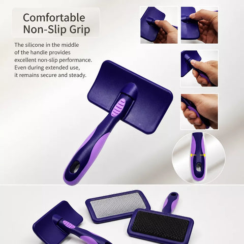 Dog & Cat Grooming Pin Brush for Loose Fur & Tangles
